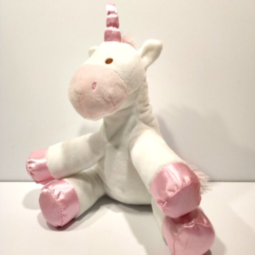 KellyToy Baby Plush Unicorn Rattle Toy Pink‎ And White